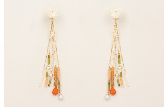 Pendientes fleco cadena eslabón pequeño dorado con