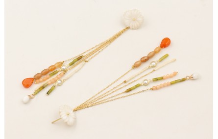 Pendientes fleco cadena eslabón pequeño dorado con