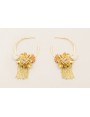 Pendientes aro labrado con colgante fleco, flor na