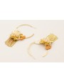 Pendientes aro labrado con colgante fleco, flor na