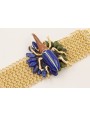 Pulsera escarabajo azul y marrón, gotas lapislazul