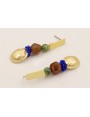 Pendientes escarabajo dorado mate, bolas verdes, f