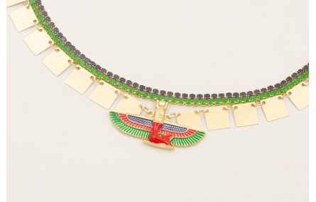 Collar cadena cuadrados dorados mate, cadenas stra