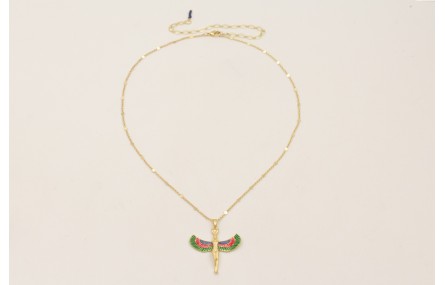 Solitario cadena chapitas doradas mate con colgant