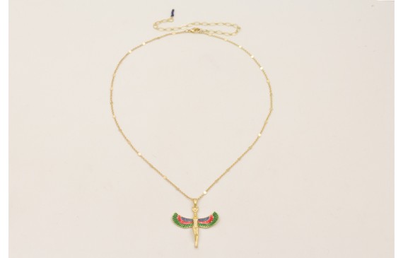 Solitario cadena chapitas doradas mate con colgant