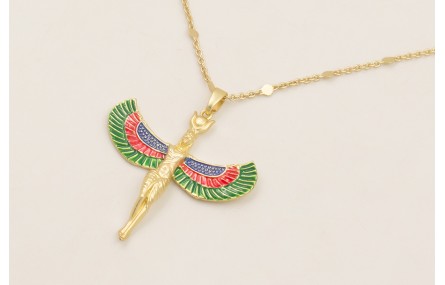 Solitario cadena chapitas doradas mate con colgant