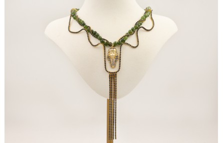 Collar cadena strass azul marina haciendo S y flec