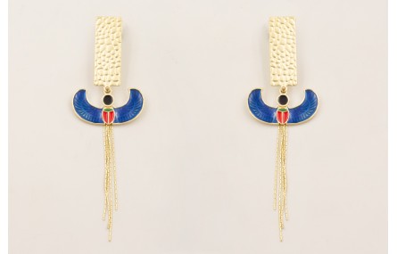 Pendientes esfinge esmaltada azul, negro,rojo con 