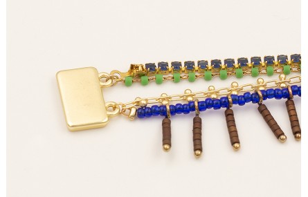 Pulsera pieza esfinge con tiras de cadena miyuki v