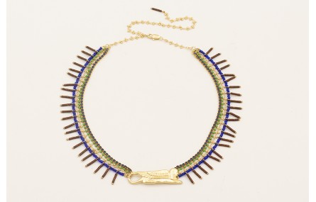 Collar pieza esfinge con tiras de cadena miyuki ve