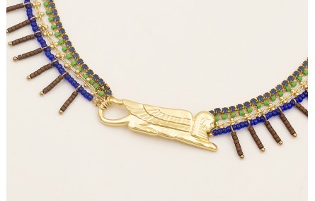 Collar pieza esfinge con tiras de cadena miyuki ve