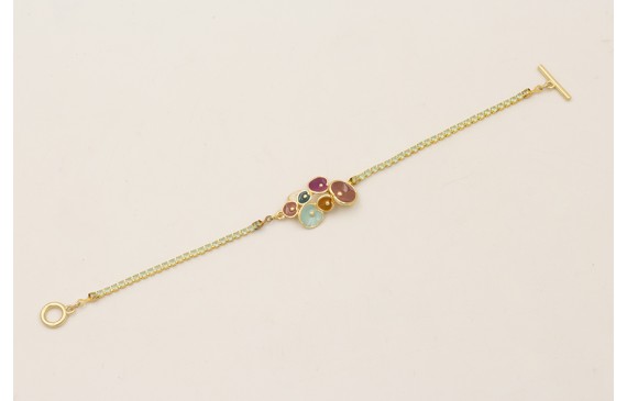 Pulsera cadena strass agua opal con pieza flores e