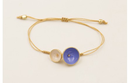 Pulsera hilo dorado con nudo serpiente y centro se