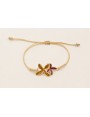 Pulsera flores esmlatadas mostaza y cardenal con h