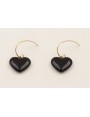 Pendientes corazón esmalte negro con gancho secill