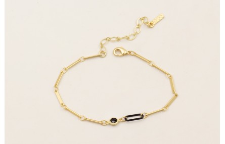 Pulsera cadena listones dorados mate, eslabón cade