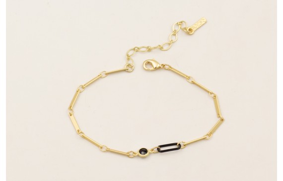 Pulsera cadena listones dorados mate, eslabón cade