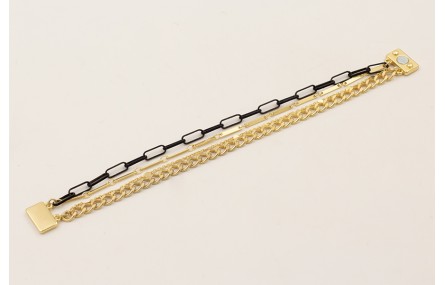 Pulsera cierre de imán rectangular dorado mate con