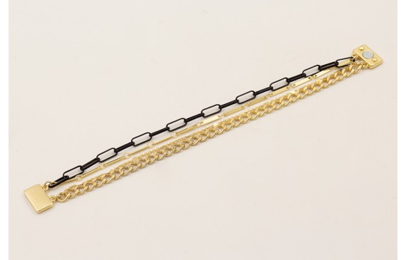 Pulsera cierre de imán rectangular dorado mate con