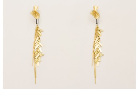 Pendientes perno retorcio dorado mate con fleco ca