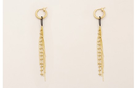 Pendientes aro cerrado dorado mate con fleco caden