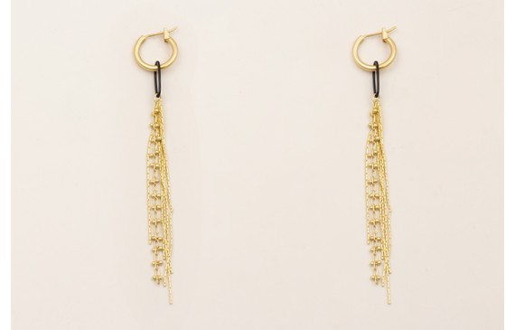 Pendientes aro cerrado dorado mate con fleco caden