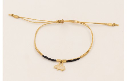 Pulsera hilo dorado con nudo serpiente, miyuki neg