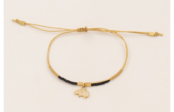Pulsera hilo dorado con nudo serpiente, miyuki neg