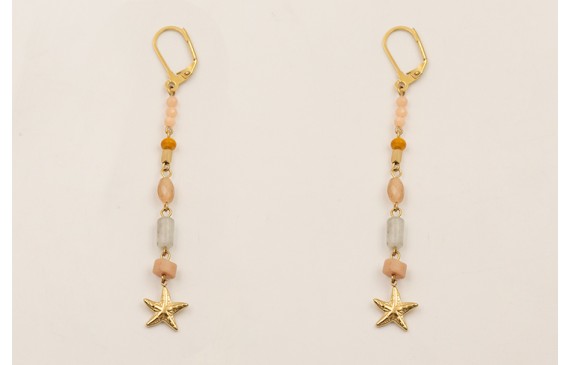 Pendientes ACERO INOXIDABLE semipreciosas engarzad