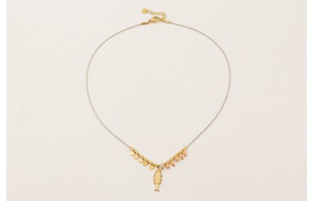 Collar hilo macramé gris con entrepiezas ACERO INO