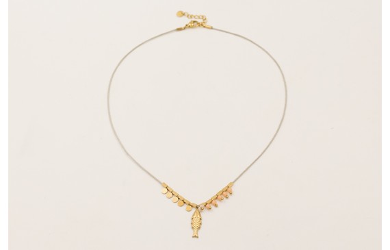 Collar hilo macramé gris con entrepiezas ACERO INO