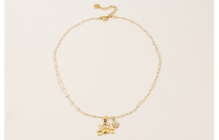 Collar cadena doble ACERO INOXIDABLE con perlitas 