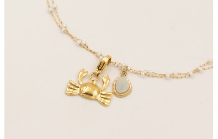 Collar cadena doble ACERO INOXIDABLE con perlitas 