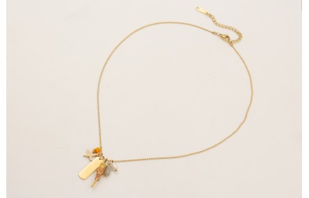 Collar cadena bolitas ACERO INOXIDABLE con colgant