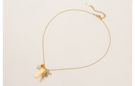 Collar cadena bolitas ACERO INOXIDABLE con colgant