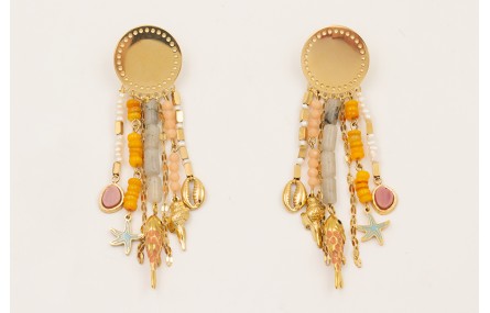 Pendientes  ACERO INOXIDABLE con mini perlas natur