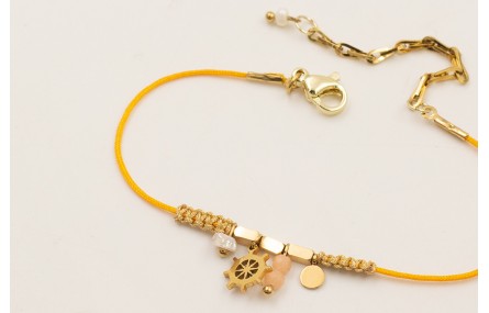 Pulsera ACERO INOXIDABLE hilo color ambar con nudo