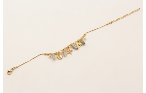 Pulsera ACERO INOXIDABLE hilo con nudo macramé dor