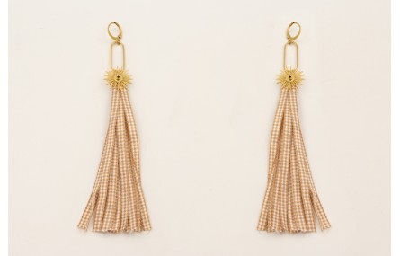 Pendientes ACERO INOXIDABLE fleco lazo vichy cuadr