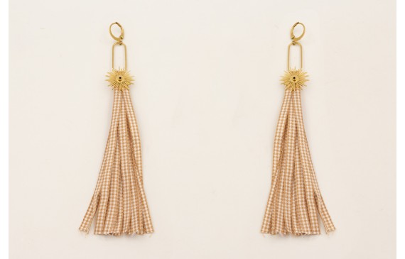 Pendientes ACERO INOXIDABLE fleco lazo vichy cuadr