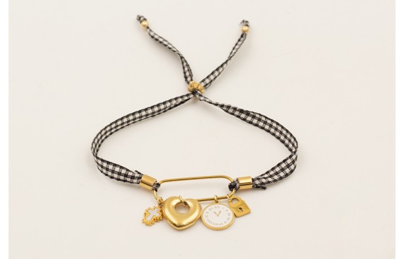 Pulsera ACERO INOXIDABLE eslabón alargado, colgant