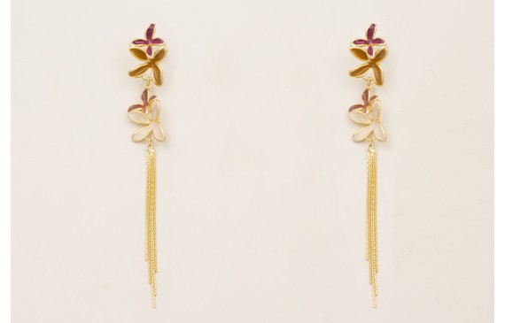 Pendientes flores esmaltadas marron, beige, carden