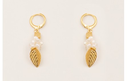 Pendientes aro cierre con pieza irregular, pétalo 