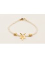 Pulsera mini perlas naturales con hoja 5 pétalos y