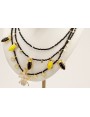 Collar 3 vueltas abalorios y miyukis negros con co