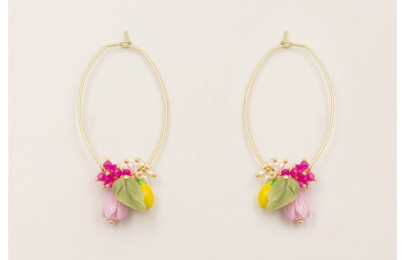 Pendientes aro ovalado dorado mate con burruños de