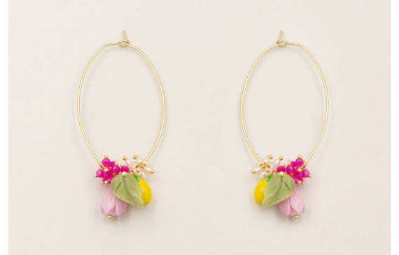 Pendientes aro ovalado dorado mate con burruños de