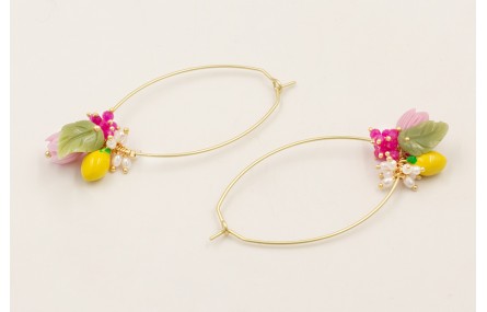 Pendientes aro ovalado dorado mate con burruños de