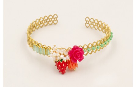 Pulsera rigida labrada dorada mate con burruño per