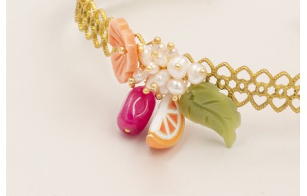 Pulsera rigida labrada dorada mate con burruño per